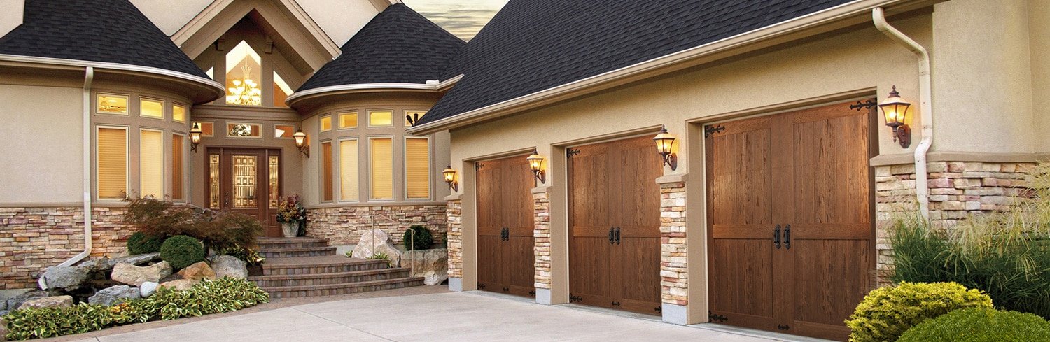 3 wood garage doors