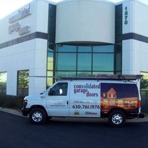 Consolidate Garage Doors LTD van and building