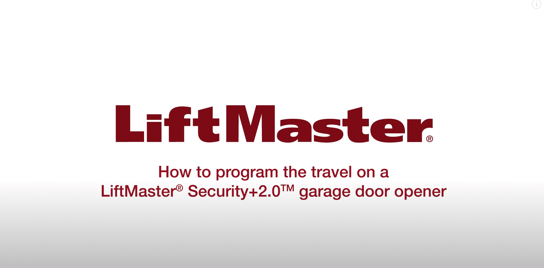 How to program travel on LiftMaster® Security+2.0™ garage door opener