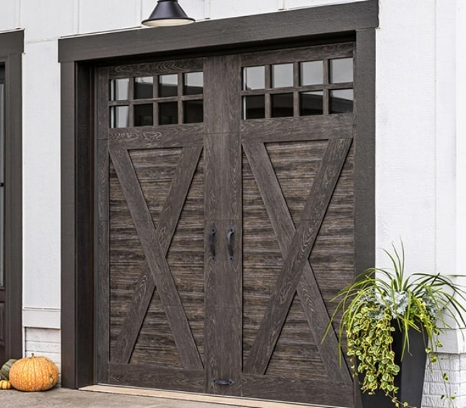 Arch 4 Windows Slate Finish Garage Door