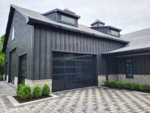 avante black frame with gray windows on a gray home